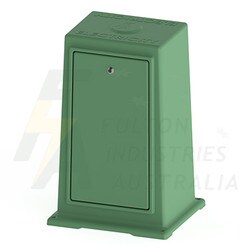 FPB2TV1WD tall green fibreglass pillar with door on wide side